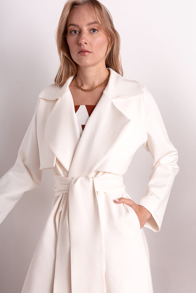 White waterfall clearance coat